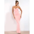 thumbnail image 2 of Women'S Evening Backless Straps Strap Stereoscopic Flower Halter Long Dresses Pink L, 2 of 8