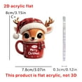 thumbnail image 2 of Zhourta Christmas Reindeer Hanging Ornaments Animal Cute Santa Hat Deer in Cup Christmas Decorations Holiday Decor Acrylic Cartoon Decoration, 2 of 4
