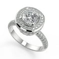 thumbnail image 2 of Cushion Cut Halo Bridal Set Women's Engagement Ring, Hidden Halo wave Stackable Wedding Ring, 2.2 Ct Simulated Diamond, 14K White Gold Plated, Pave Set Anniversary Gift For Her Special Ocassion, 2 of 5
