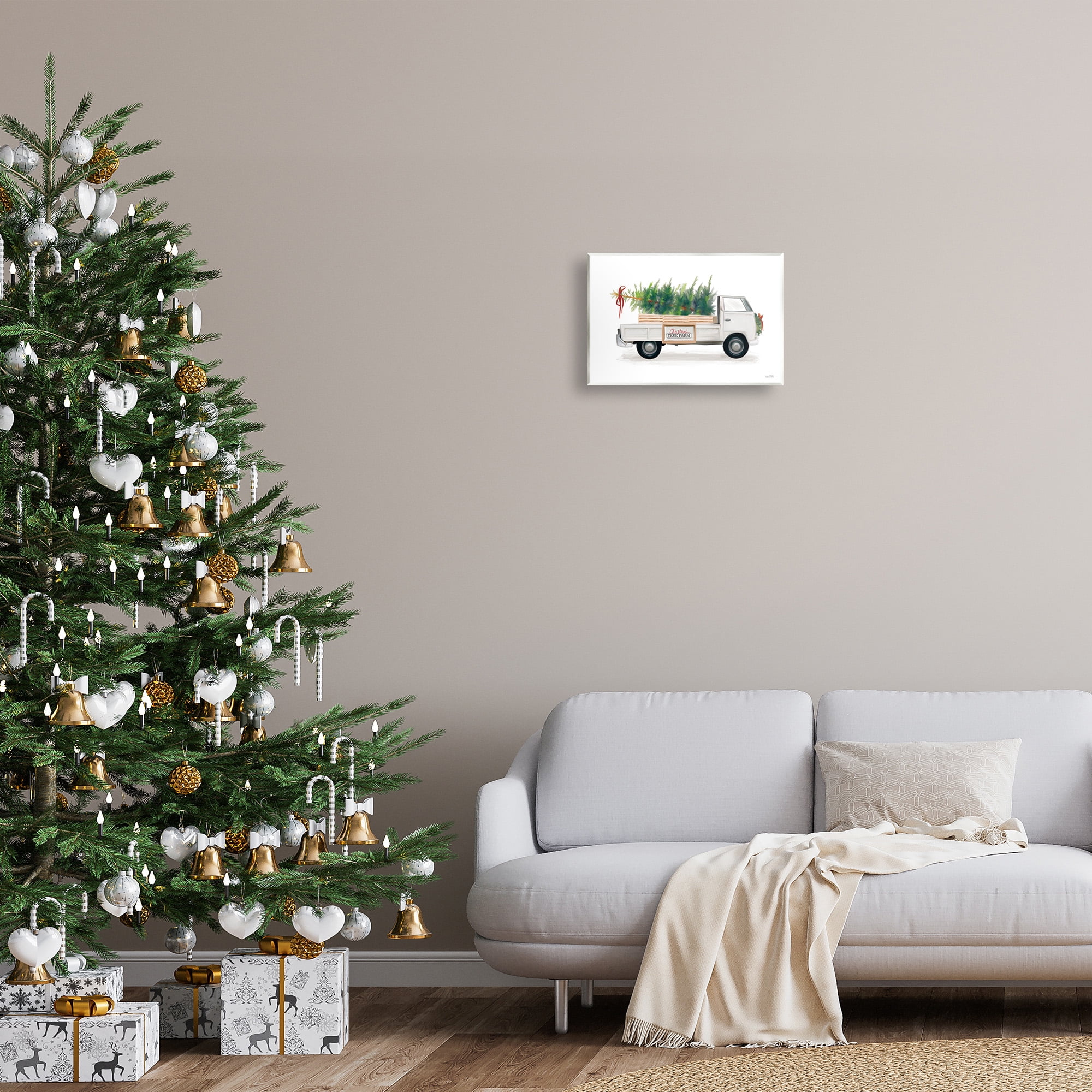 Stupell Industries Christmas Tree Farm Truck Holiday Painting Unframed Art Print Wall Art, 15 x 10