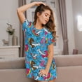 thumbnail image 3 of Balery Sharks Summer Camisón de manga corta con cuello redondo para mujer, cómodo y elegante., 3 of 6