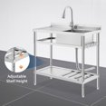 thumbnail image 4 of 39 x 20 x 39in Freestanding Single Bowl Stainless Steel Utility Sink con Pull-Out cm de Alturaot & Cold Faucet S- cm de Alturaooks Estante de Almacenamiento y Ajustable Legs para Laundry Sala..., 4 of 7