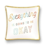 Small Glass Trinket Dish by Studio Oh! - Everything is OK - 3" x 3" - Dish Tray with Unique Full-Color Art and Inspiring Quotes - Holds Jewelry, Change, Paperclips & Trinkets