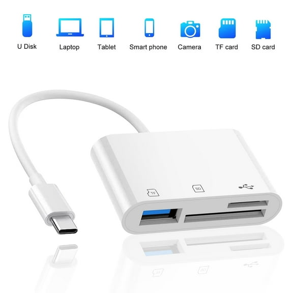USB-C Card Reader, DISEN 3-in-1 Micro SD Memory Card Reader, Type C to SD Card Reader Adapter 2TB Capacity for MacBook Camera Android Windows Linux and Other Type C Device