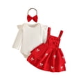 thumbnail image 3 of ibiyuan Newborn Baby Girl Fall Clothes 2 Piece Cute Baby Outfit, Long Sleeve Romper Bodysuit Bowknot Print Suspender Skirt Back To School Clothes, 3 of 5