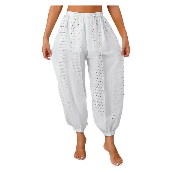 Womens Belly Dancewear Chiffon Harem Pants Bellydance See-Though Bloomers Halloween Lantern Pants Loose Trousers