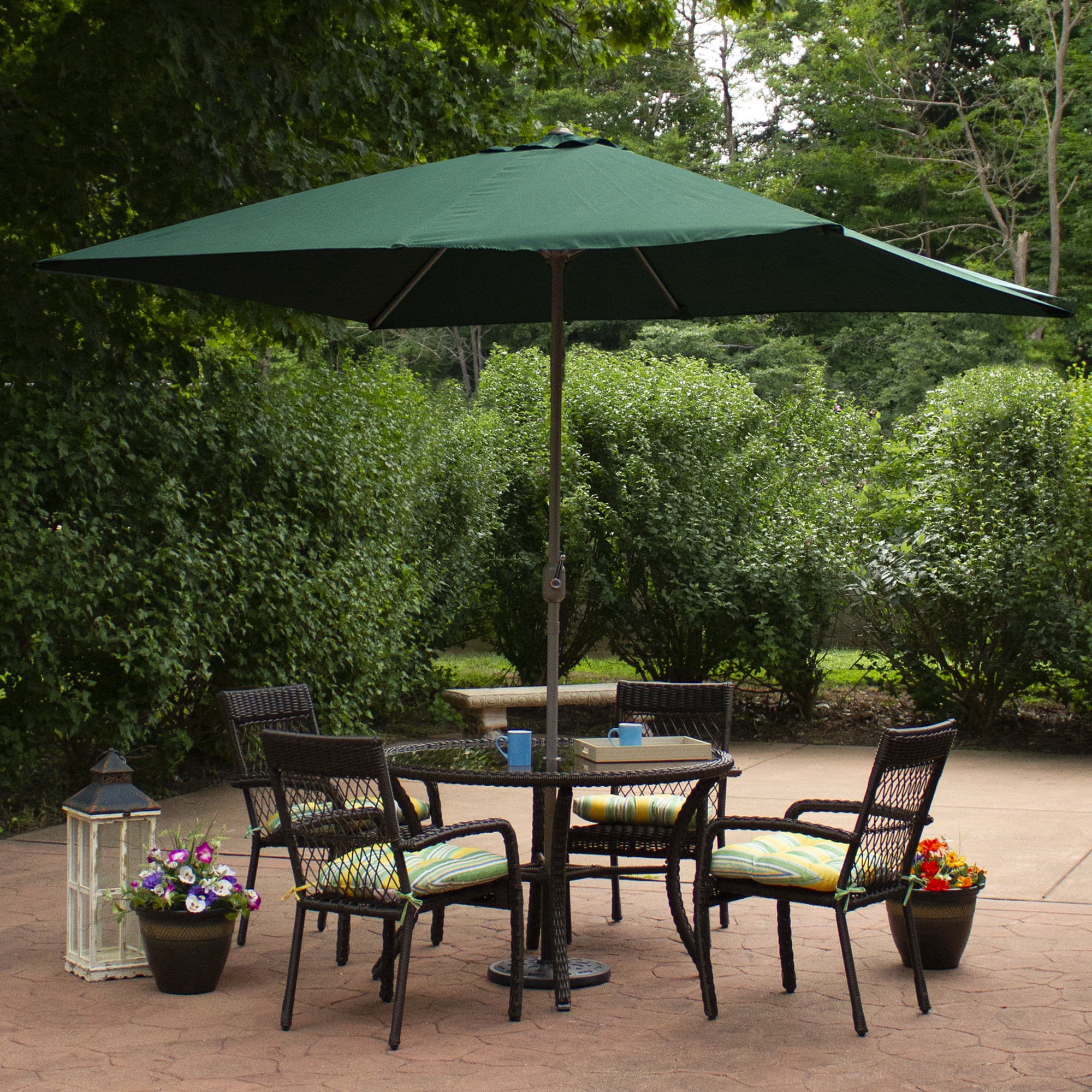 10ft x 6.5ft Outdoor Patio Market Umbrella with Hand Crank, Hunter Green
