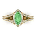 thumbnail image 2 of 1.2ct marquise cut green Zircon 18k yellow gold halo Bridal Wedding Engagement Promise Anniversary Ring for Women size 10.5, 2 of 7