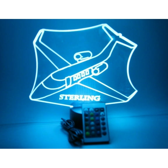 Airplane Jet Vehicles Planes Trains and Automobiles Name Night Light Up Lamp Shape LED Personalized Custom Made Desk Table Lamp, It's Wow, With Remote 16 Colors Changing, Great Gift