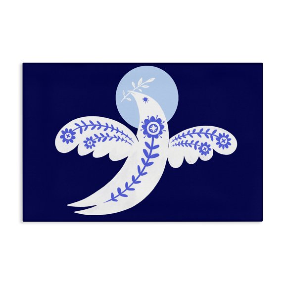 Stupell Industries Bohemian Peace Dove with Folk Florals Canvas Art, 24 x 16, by Hannah Moren