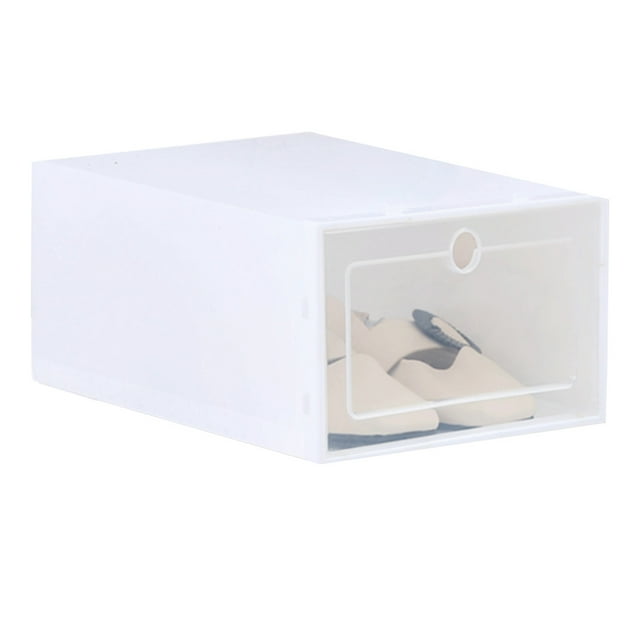 Langgg Flip Shoes Box Transparent Drawer Case Plastic Shoe Boxes Stackable Storage Case Organizer
