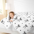 thumbnail image 3 of Erosebridal Kawaii Bow Bedding Comforter Set for Girls Women, White Black Stars Queen Bedding Sets, Reversible, 7-Piece, 3 of 6