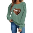 thumbnail image 4 of Gamivast Crewneck Sweatshirts Women Heart Football Stitching Graphic Print Crew Neck Long Sleeve Pullover Tops Soft Basic Casual Athletic Wear, 4 of 5
