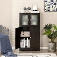 thumbnail image 4 of Costway Bathroom Floor Storage Cabinet Kitchen Cupboard w/Doors&Adjustable Shelf Brown, 4 of 11