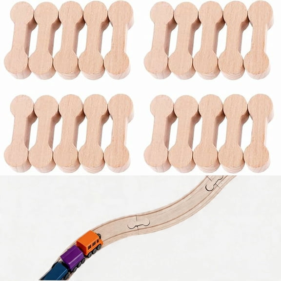 BlinkLLX 20 Pcs Wooden Dog Bone Track Connector Pack Accessories Wooden Train Track Adapter Connector Pieces Toy Train Set for Teens to Make Wood Railway