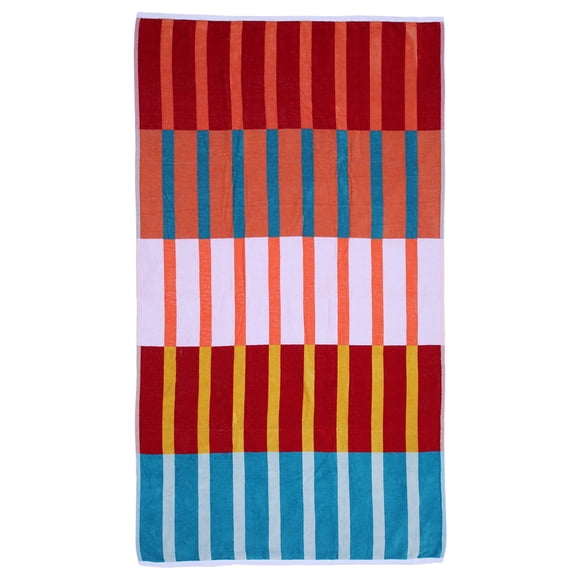 Hometrends Cotton Beach Towel, Multi Stripe Red, 1 Piece, 40" x 70"