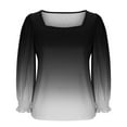 thumbnail image 5 of Scyoekwg Elegant Blouses for Women Long Sleeve Square Neck Top Fall Fashion Gradient Graphic Tops Casual Stretchy Pullover (Black,L), 5 of 6