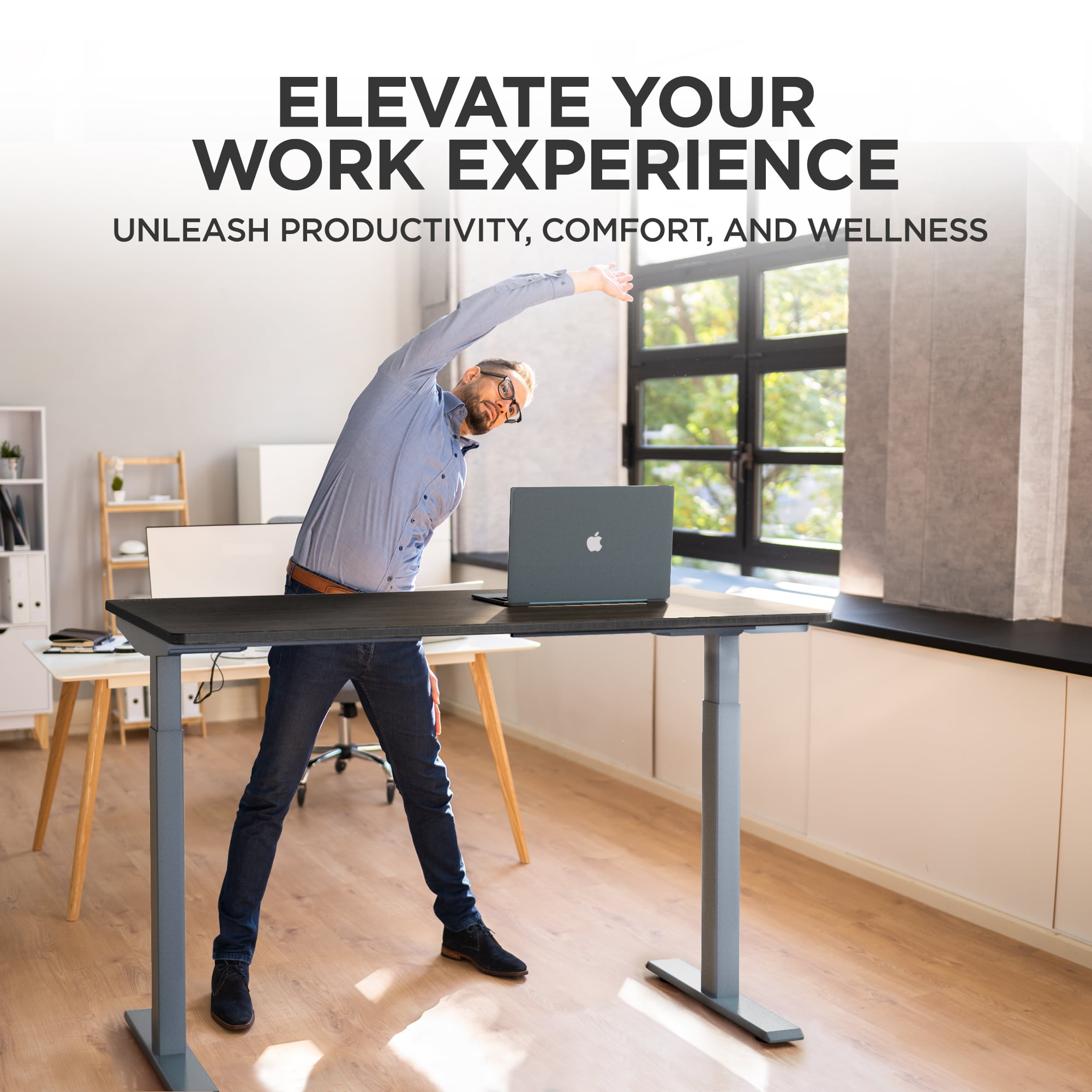Rise Up Premium Electric Standing Desk 48x30”| Dual Motor Adjustable Height Sit Stand Computer Desk for Home Office | Ergonomic Motorized Desk with Memory Presets, Anti-Collision, and Steel Frame