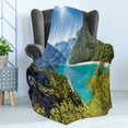 thumbnail image 4 of European Soft Flannel Fleece Throw Blanket, Piva Canyon Reservoir Montenegro Balkans Europe Sunlights, Cozy Plush for Indoor and Outdoor Use, 60" x 80", Forest Green Sky Blue, by Ambesonne, 4 of 5