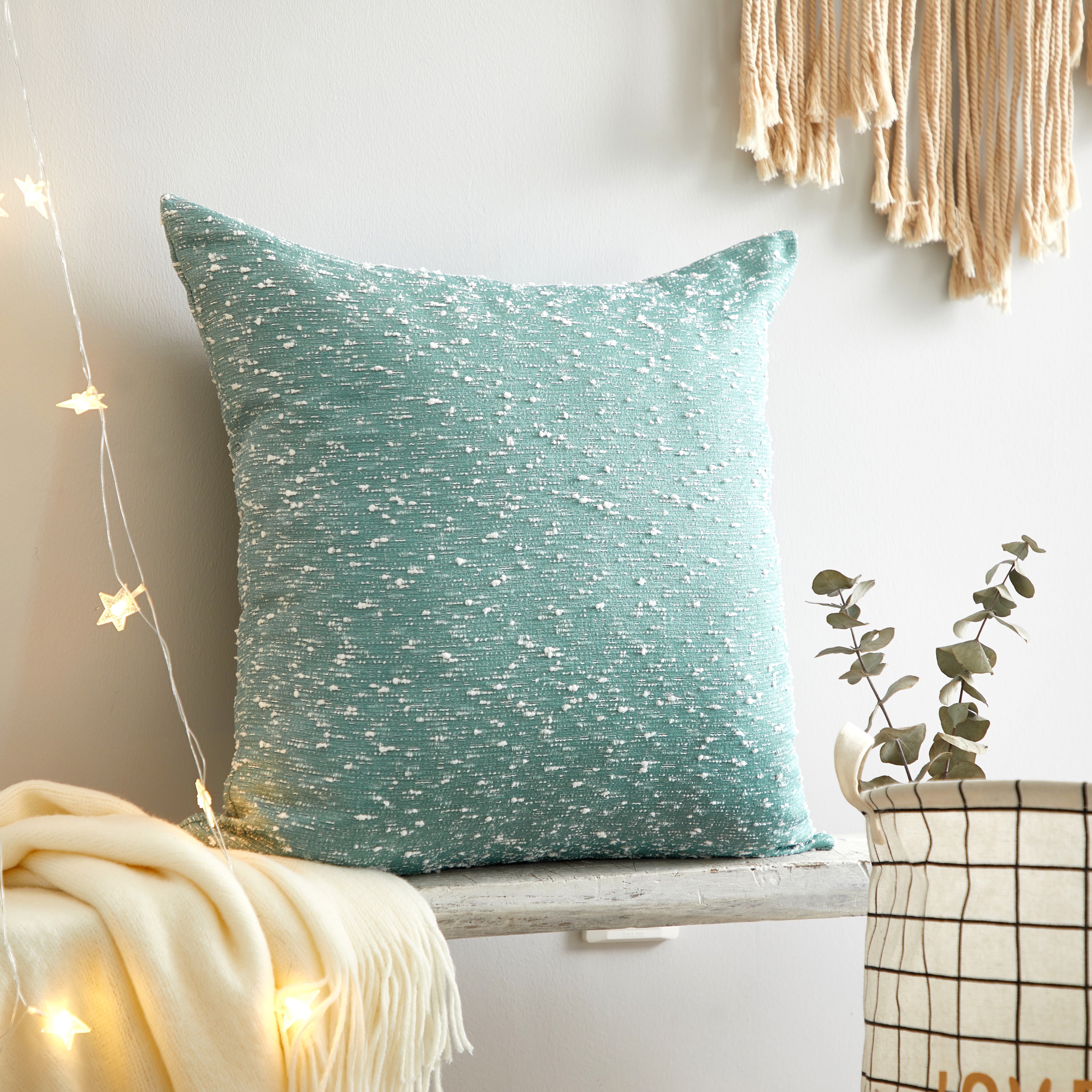 Better Homes & Gardens Aqua Nubby Boucle Textured Square Decorative Pillow, 20 in x 20 in