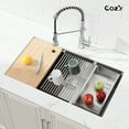 thumbnail image 4 of 33″x19″ Stainless Steel Kitchen Sink, Single Bowl, Undermount Handmade Sink in Brushed, with Cutting Board, Colander, SS-BR07D-331908, 4 of 12