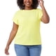 thumbnail image 1 of GRACE & GRANDEUR Blusa de verano para mujer en talla grande, punto calado, cuello barco, manga raglán suelta, blusas casuales 2X amarilla, 1 of 6