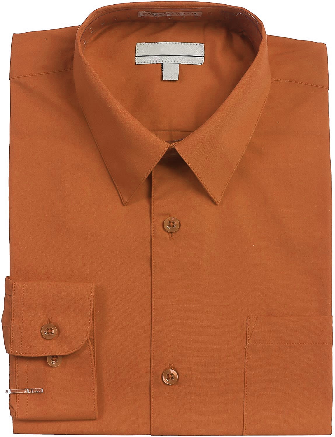 Boy's Classic Fit Long Sleeve Casual Button Down Toddler Kids Dress Shirt (Copper, 6) Walmart