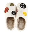 thumbnail image 3 of PacificPlex Womens Smiley Fuzzy Preppy Smile Slippers Retro Plush (5-6, Grey Multi Smile), 3 of 7