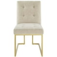 thumbnail image 5 of Contemporary Modern Urban Designer Dining Kitchen Room Side Chair, Fabric Metal Steel, Gold Beige, 5 of 8