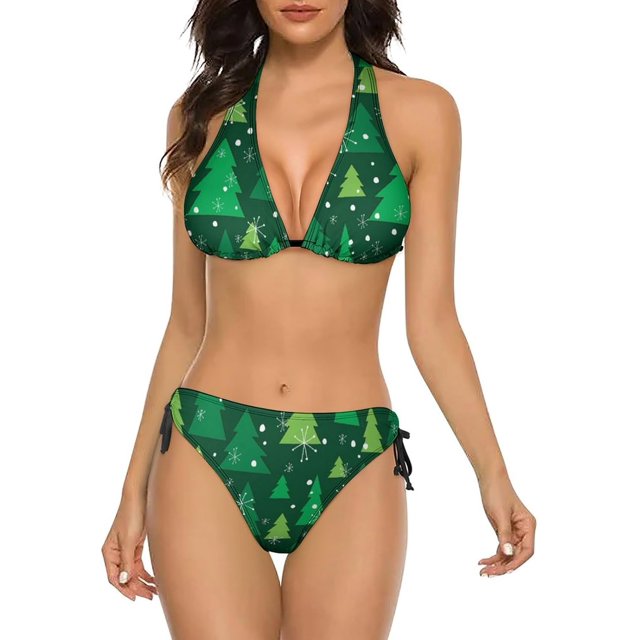 NICKSUN Women's Bikini Sets, Cute Print Two Piece Bathing Suits Sexy Halter Padded Bikini Swimsuits