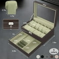 thumbnail image 4 of Bibana 12 Slot PU Leather Lockable Watch Storage Boxes, Men & Women Jewelry Display Drawer Case, 2-tier Organizer Watch Showcase with Glass Lid(Brown), 4 of 7