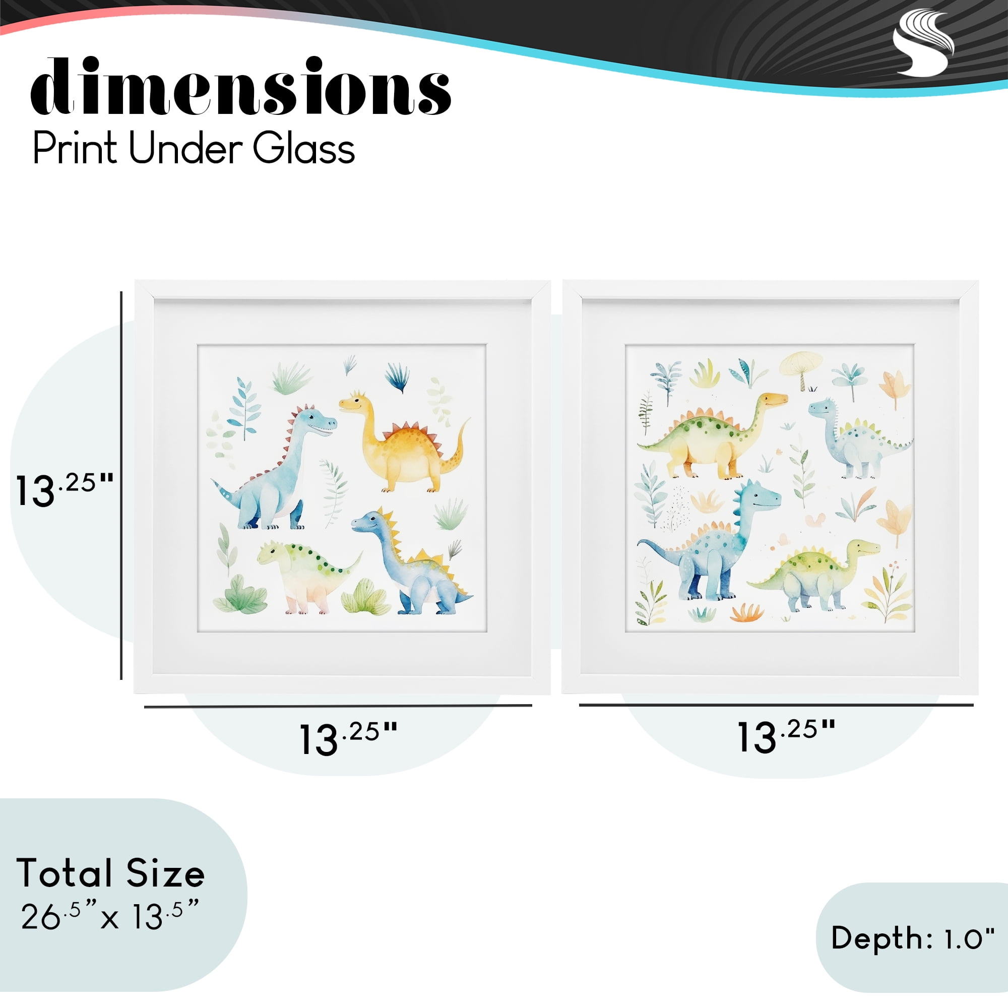 Stupell Industries Playful Dinosaur Wonders 2 Piece White Framed Print Under Glass Set, design by Lazar Studio