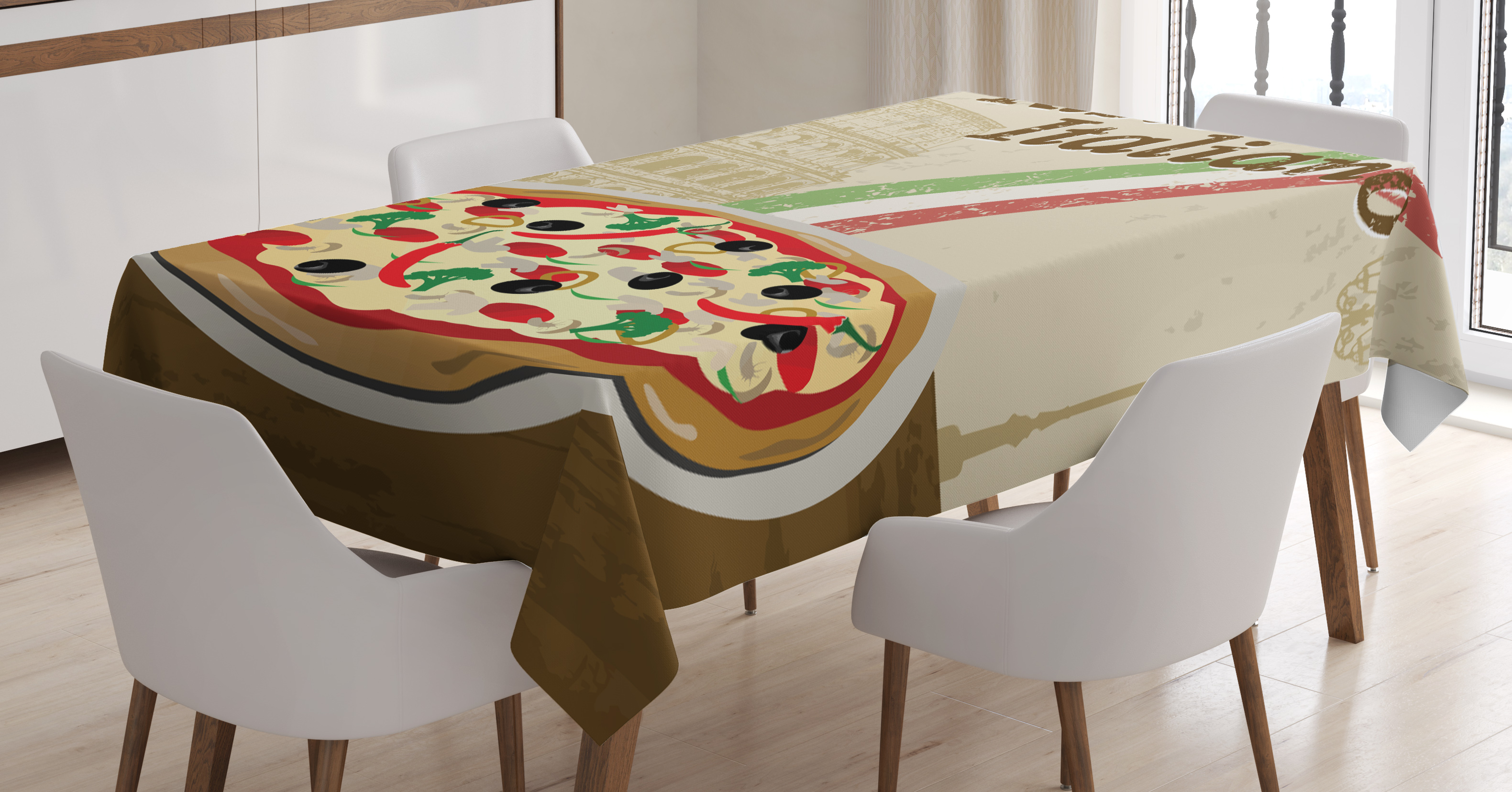 Pizza Tablecloth, Ristorante Italiano Concept with Vintage Grunge Style