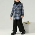 thumbnail image 6 of OGLCCG Boys Double Breasted Peacoat Notched Lapel Collar Wool Blend Plaid Winter Coat with Pockets Fall Winter Long Sleeve Pea Coat 2-15 Years, 6 of 6
