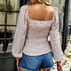 thumbnail image 4 of Blusa Cuello cuadrado Cintura Adelgazante Manga larga Impresión Tops de moda para mujer, 4 of 6