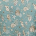 thumbnail image 5 of Coastal Seabreeze Shell Stripe Bedding, Washable, Aqua, 10-Pc Oversized Full Bedspread Set, 5 of 5