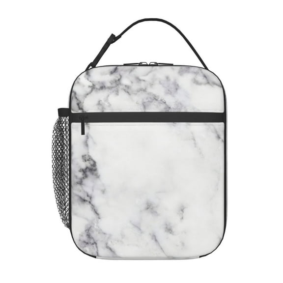 Lunch Bag For Women And Men Insulated Portable Lunch Box For School Student Teens Bento Box Office Picnic Travel Cooler Bag White Marble
