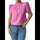 thumbnail image 1 of Camisa de Verano para Mujer, de Corta, con Volantes, Cuello Alto, Floral, , 2025, Blusas Informales, Tops Rosa XL, 1 of 8