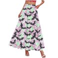 thumbnail image 4 of Vynhevius Women Halloween Print Skirt Elastic Waist A-line Flowy Party Maxi, 4 of 5