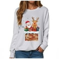 thumbnail image 6 of larppty Christmas Sweatshirts for Women Santa Claus Reindeer Gifts Graphic Crewneck Pullover Xmas Holiday Top for Party （Light Gray, XL）, 6 of 6