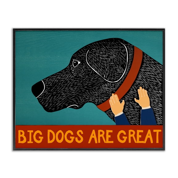 Big Dogs Are Great Black Framed Giclee Art, design by Stephen Huneck