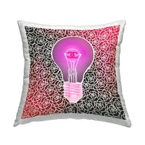 Stupell Industries Floral Patterned Lightbulb Decorative Printed Throw Pillow, 18 x 18