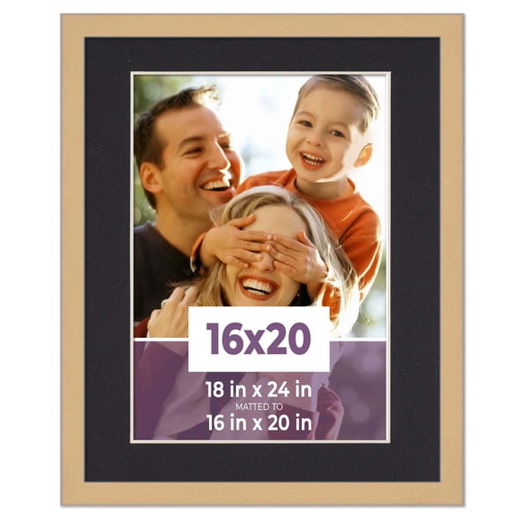 16x20 Frame Natural With Black Picture Mat For 16x20 Photo - Natural 18x24 Frame To Display Print