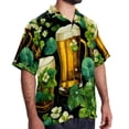thumbnail image 2 of Saint Patrick's Day Men's Casual Printed Poplin Short Sleeve Button Down Beach Shirt with Spread Collar Top, 2 of 6