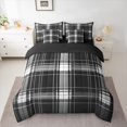 thumbnail image 2 of Castle Fairy Geometric Grid Bedding Comforter Set,Stripes Plaid Queen Bedding Sets, 2 of 8