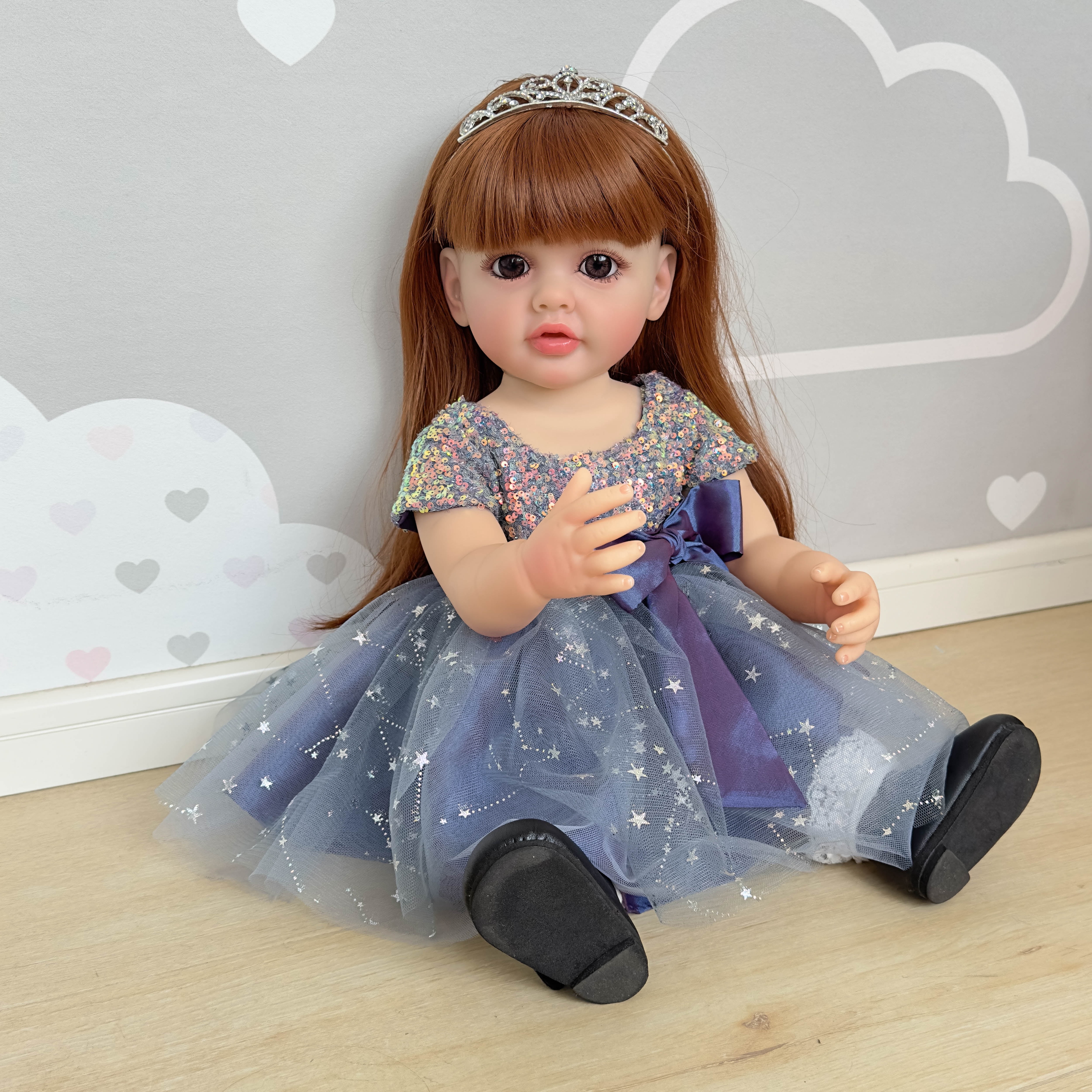 iCradle Lifelike Lovely Toddler Dolls Girl 22 Inch Realistic Beatiful Reborn Babies Soft Full Body with Wig Sheath Birthday Gift for Kids Age 3+