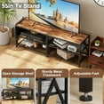 thumbnail image 4 of Industrial TV Stand for TV up to 65 Inch, Two Color Entertainment Center TV Console with Metal Frame,55" Television Cabinet with 3 Tiers Storage Shelves for Living Room(Rustic Brown & Black), 4 of 14