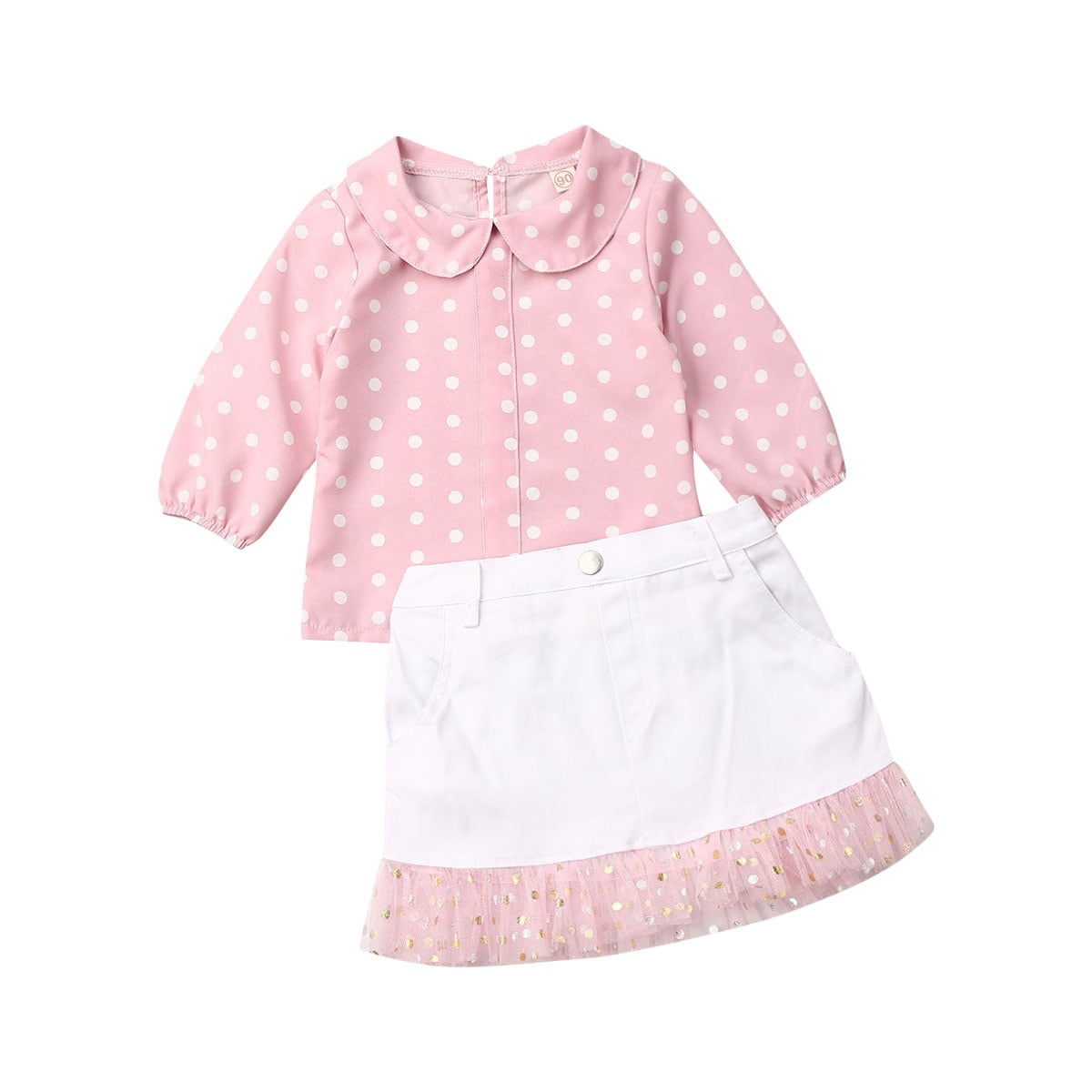 Wide.ling Toddler Baby Girl Lace Collar Top Shirt,Long Sleeve Ruffle Bodysuit Blouse Clothes