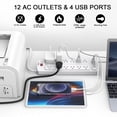 thumbnail image 2 of Protector contra sobretensiones Power Strip Alestor, 12 salidas, 4 USB, color blanco, 2 of 7