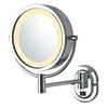 Jerdon 8-inch Diameter Makeup Mirror with LED Lighting - 5X-1X Magnification, Chrome Finish-Model HL165CD